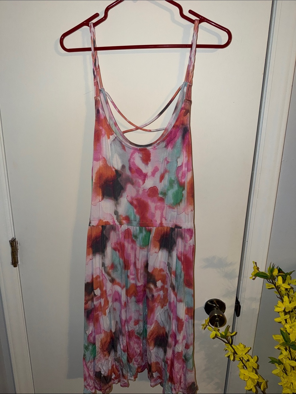 torrid Pink & Green Watercolor-Print Super Soft Knit Dress